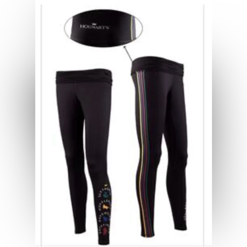 Chic Black Harry Potter Leggings with multicolored Stripes